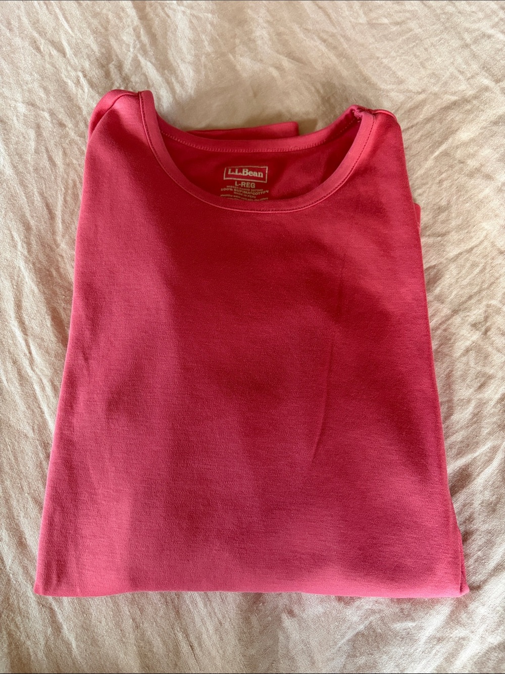 L.L. Bean Women's Long-sleeve 100% Supima Cotton Tee, Raspberry Pink, Women’s L